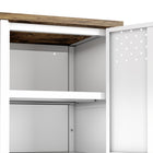 Manhattan Comfort - Meuble TV moderne Landen 47,3 po - Blanc-Allie un cadre en métal élégant à un plateau en bois naturel pour un aspect sophistiqué