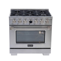 Kucht - 36 po Série KXP Cuisinière double énergie Gaz naturel - Acier inoxydable-Nouveau thermostat numérique à cadran Horus de Kucht