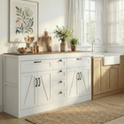 HOMCOM - Buffet de style ferme 55 po avec portes de grange et tiroirs - blanc-Un plateau robuste supporte jusqu'à 110 lb, idéal pour les appareils ou la décoration 