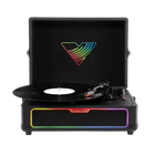 Victrola - Journey Glow - Tourne-disque portatif éclairé style valise - Noir-réez un spectacle lumineux grâce à l’anneau lumineux multicolore intégré, qui offre 18 modes d’éclairage dynamiques pour rehausser votre expérience d’écoute, où que vous emportiez ce tourne-disque portatif