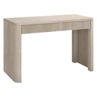 Hudson&Canal - Bureau rectangulaire cannelé Palmera de 120,7 cm de large, couleur blanc aulne-Deux tiroirs s'ouvrant séparément, avec des poignées sur le dessus pour faciliter l'utilisation