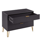Manhattan Comfort - Dumbo table de chevet moderne à 2 tiroirs et commode à 3 tiroirs - noir - ensemble de 2-Assemblage « Snap It » Comprend des rainures internes de haute qualité pour un assemblage simple, sans outils requis