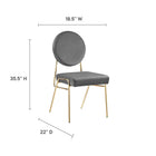 Modway - Craft Performance Velvet Fauteuil d’appoint de salle à manger - Gris or-Revêtement en velours de performance