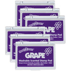 Ready 2 Learn - Tampon encreur lavable - Parfum raisin - Violet - Paquet de 6-Arrêtez et Sentez L'encre - Ajoutez de la vie à vos créations artistiques ! Ce tampon encreur violet contient une encre parfumée au raisin. Une ressource artistique divertissante pour les salles de classe, les foyers ou les centres !