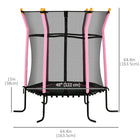 Soozier - Trampoline pour enfants avec filet de protection - 64" de diamètre - Rose-L'enceinte de sécurité et les poteaux de rembourrage épais empêchent le sauteur de glisser accidentellement 