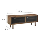 Modway - Kurtis 47 po Meuble TV, Noyer-Portes coulissantes en maille métallique