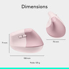Logitech - Lift Souris Ergonomique Verticale - Rose-10