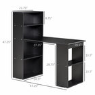 HOMCOM - Bureau moderne pour ordinateur avec étagères de rangement - 47,2 po L x 21,7 po l x 47,2 po H - noir-Un total de 6 étagères et un espace de rangement offrent beaucoup d'espace de stockage 