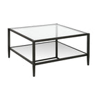 Hudson&Canal - Table basse carrée Hera 32" avec étagère miroir - Bronze noirci-Un design contemporain moderne pour votre salon, votre bureau et plus encore