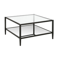 Hudson&Canal - Table basse carrée Hera 32" avec étagère miroir - Bronze noirci-Un design contemporain moderne pour votre salon, votre bureau et plus encore