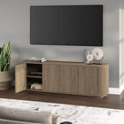 Hudson&Canal - Meuble TV Canton pour téléviseurs jusqu'à 75 pouces - Chêne gris vieilli-Dimensions du produit : 15" L x 68" l x 24" H