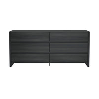 Manhattan Comfort - Linda 72" Moderne Commode Double à 6 Tiroirs - Gris Charbon-Commode double moderne pour chambre et salon