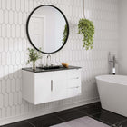 Modway - Vitality 36" Vanette de salle de bain - Blanc Noir-Construction en MDF et panneau de particules