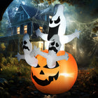 HOMCOM - 1 - 8 m Gonflable Halloween Citrouille Fantômes pour jardin-Deux lumières de module LED créent un effet effrayant, étrange et accrocheur 