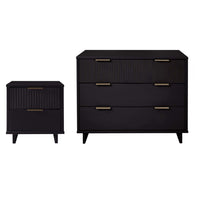 Manhattan Comfort - Granville commode et table de chevet modernes - noir - ensemble de 2-Commode de chambre moderne-contemporaine avec une touche de glamour comprenant 1 commode et 1 table de nuit