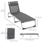 Outsunny - Chaise longue pliante avec appui-tête et dossier réglable - gris-Rembourrage doux assurant une expérience d'assise confortable