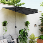 Outsunny - Parasol demi-rond pour patio avec manivelle et aération - 9,8 pi - gris-Fabriqué avec une armature métallique solide offrant une résistance supérieure