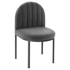 Modway - Isla Tissu rembourré Fauteuil d’appoint de salle à manger Ensemble de 2 - Charbon noir-Base en acier inoxydable noir mat