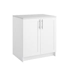 Prepac - Cabinet de base de rangement Elite 32 po avec portes à panneaux, cabinet de salle de bains avec 1 étagère ajustable - Blanc-Les portes sont dotées de charnières réglables en 6 directions de style européen de haute qualité