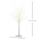 HOMCOM - Arbre de bouleau artificiel lumineux 5 pi avec 96 LED blanc chaud - blanc-Les branches pliables permettent de bricoler la forme de l'arbre 