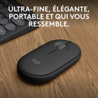 Logitech - Pebble Mouse 2 M350s fine sans fil Bluetooth, portable, légère, boutons personnalisables - Graphite-Sortez de l’ordinaire, soyez nomade: la souris Pebble Mouse 2 M350s en plastique recyclé présente un design rond et minimaliste. Elle est fine, légère et portable
