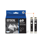Epson - Cartouches d'encre 69 - Capacité standard - Noir - Paquet de 2-Manipulation sans souci - impressions résistantes au maculage, à la décolouration et à l’eau