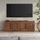 Hudson&Canal - Meuble TV rectangulaire Tillman pour téléviseurs jusqu'à 75 po - Noyer satiné-Fabriqué en MDF robuste avec une finition noyer satiné réalisée à la main