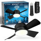 Bell+Howell - Lampe de ventilateur à douille de 15,7 po avec télécommande - Noir-Super lumineux : jusqu'à 1 000 lumens de lumière LED