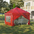 Outsunny - Tente auvent pliante 10 pi l x 10 pi L - Abri soleil instantané - Rouge-Toile Oxford résistante avec revêtement argenté bloquant la plupart des rayons nocifs