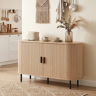 HOMCOM - Buffet mi-siècle cannelé 55 po avec portes coulissantes tambour - bois naturel-Les compartiments cachés offrent un rangement organisé pour des espaces propres et ordonnés
