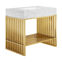Modway - Gridiron 36" Vanette de salle de bain - Or blanc-Vanité de salle de bain moderne