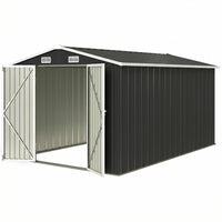 Outsunny - Remise de jardin extérieure robuste 12 pi x 10 pi, gris foncé-L'intérieur spacieux accueille facilement les vélos, les outils et les articles saisonniers 
