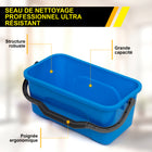 Gritt Commercial - Ensemble professionnel de nettoyage de vitres - Raclette de 14 po - Lave-vitres de 14 po - Perche télescopique de 6 pi - Seau de 3 gallons - Lot de 3-Longueur minimale du manche : 3,5 pi