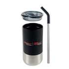 Staples - Gobelet isotherme en acier inoxydable avec paille - 473 ml - Noire-Facile à nettoyer