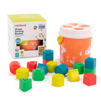 Miniland - Sentir pour apprendre : Seau de tri de formes - Saumon - Ensemble de 18-Ensemble amusant de pièces de tri qui aident les petits à reconnaître différentes formes et couleurs