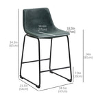 HOMCOM - Tabourets de bar hauteur comptoir avec dossier - vert foncé - paquet de 2-Nettoyage facile avec un simple coup de chiffon humide 
