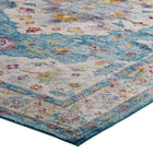Modway - Success Médaillon vintage floral vieilli Anisah Tapis de comédie 8 pi l x 10 pi L - Bleu ivoire clair, jaune, orange-Haute densité / Tissé à la machine