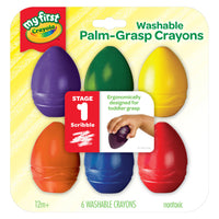 Crayola - Mes premiers crayons de couleur lavables Crayola avec poignée de paume - Paquet de 6-Permet aux tout-petits de faire leurs premières marques avec de larges traits et des tourbillons colorés