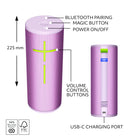 Ultimate Ears - MEGABOOM 4, enceinte Bluetooth portable étanche, Lilas enchanté-Enceinte sans fil résistante aux chutes, avec longue portée: profitez d'une portée sans fil de 45 mètres et d'une résistance aux chutes jusqu’à 1 mètre