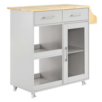 Modway - Culinary Chariot de cuisine avec support à épices, Gris clair naturel-Chariot de cuisine moderne
