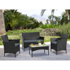 Manhattan Comfort - Ensemble de conversation moderne Imperia pour patio, 4 personnes, avec table basse - Noir et gris - Ensemble de 4-Dimensions de la chaise : 60 cm longueur, 61 cm profondeur, 83 cm hauteur