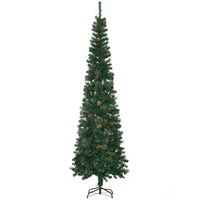 HOMCOM - Arbre de Noël Artificiel Effilé 7 - 5 Pieds Décoration Maison Fête avec Cônes de Pin-Riche de 2 types de pointes à superposer (aiguilles de pin et branches ordinaires), de pommes de pin qui donnent un aspect sain et naturel 