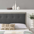 Modway - Draper Touffe Tissu et bois Tête de lit Queen, Charbon de bois gris-Bois d’hévéa et placage MDF