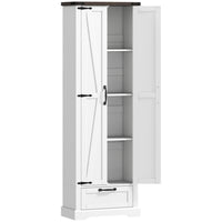 HOMCOM - Armoire de garde-manger 71 po avec 2 portes - blanc-Armoire spacieuse avec étagères réglables et un tiroir généreux pour le rangement 