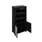 Manhattan Comfort - Ensemble de 2 bibliothèques-armoires Sheridan 80 cm style mid-century moderne - Noir-Étagères réglables et portes à fermeture douce