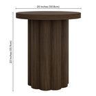 Hudson&Canal - Table d'appoint ronde cannelée Olie - 20 po l - Chêne brun-Caractéristiques assemblage facile