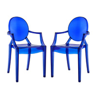 Modway - Casper Fauteuils de salle à manger Ensemble de 2 - Bleu-Pour un usage extérieur/intérieur
