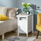 HOMCOM - Table d’appoint étroite - blanc-Meuble pratique avec une étagère ouverte, un tiroir ouvert, une armoire à porte et un plateau 