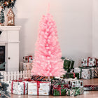 HOMCOM - Sapin de Noël artificiel 4' forme crayon avec ouverture automatique - rose-Doté 188 branches ignifuges en PVC roses, créant une apparence dense en forme d'arbre, réaliste et offrent suffisamment d'espace pour les autres décorations 