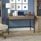Hudson&Canal - Bureau Nolan 48" - Chêne gris vieilli-Fabriqué en acier robuste et en matériaux MDF et PVC durables dans une finition noire